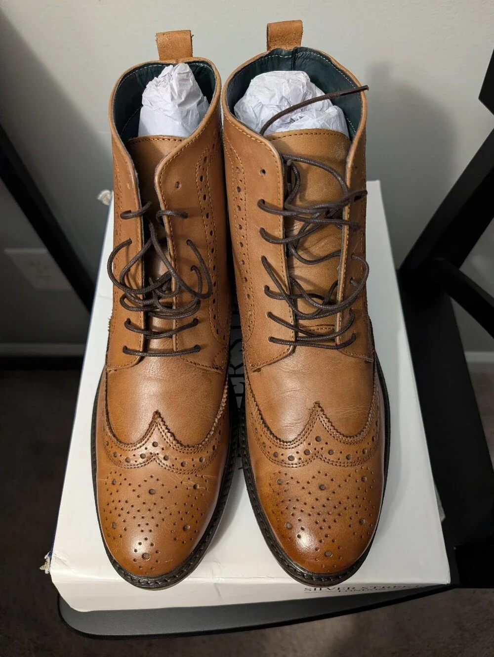Men's Silver Street London Brogue Boots - Tan Leather